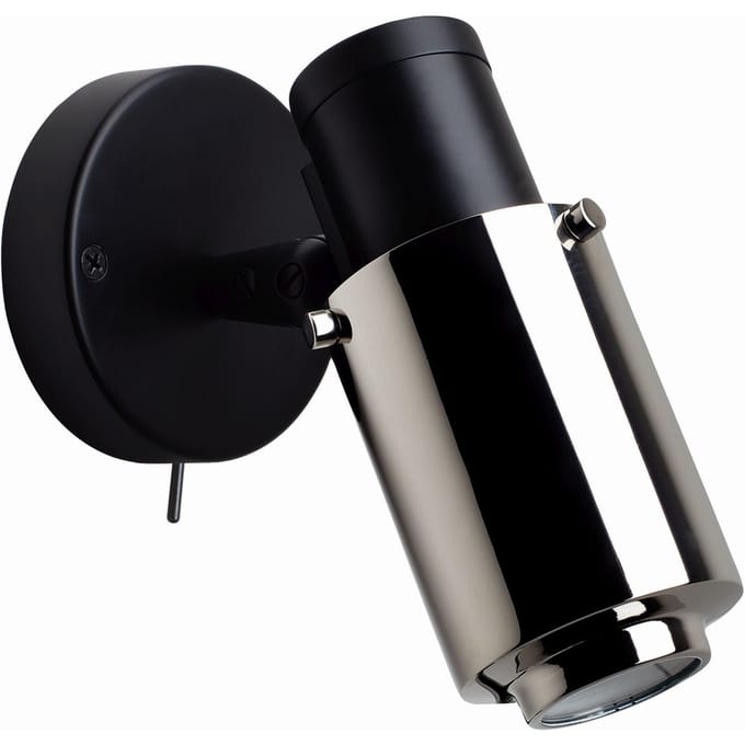 DCWéditions - BINY SPOT wandlamp - zwart/nikkel - mit Schalter - zilver