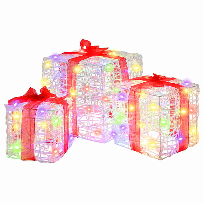 vidaXL - 3 - st - 60 - LED's - Multikleur - 20 - x - 20 - x - 20 - cm - Acryl
