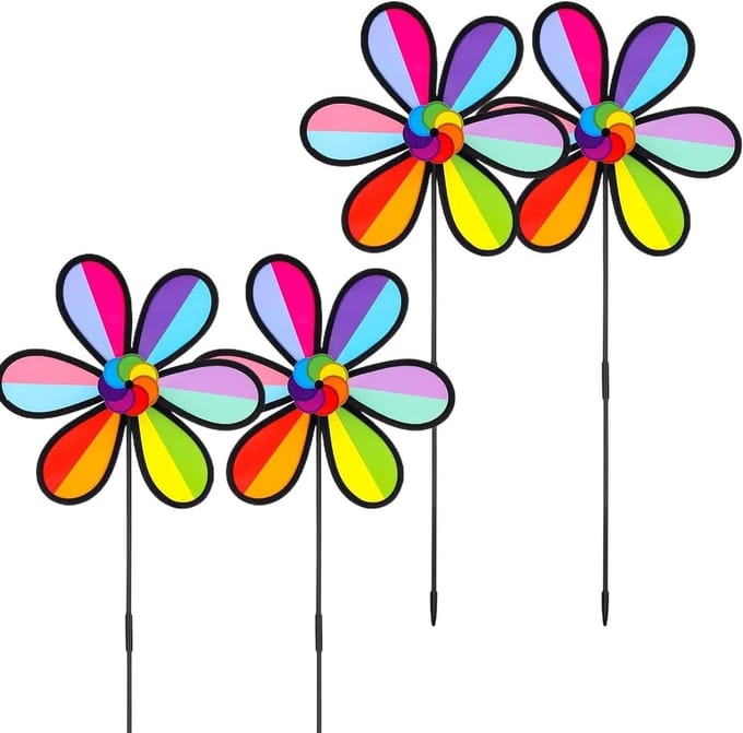 Windmolens Tuin - Windspinners Decoratie - Buiten Verfraaien - Weerbestendig Ontwerp - Set van 4 - Kleurrijk