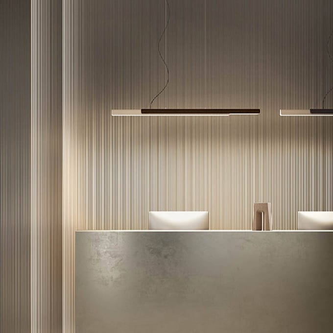 kdln hanglamp Dala lineair, zandwit/hout, 3.000 K 150 cm
