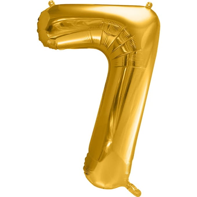 Cijferballon 7 goudkleurig extra groot - Party Deco - Folie ballon nummer 7, 86cm, goud