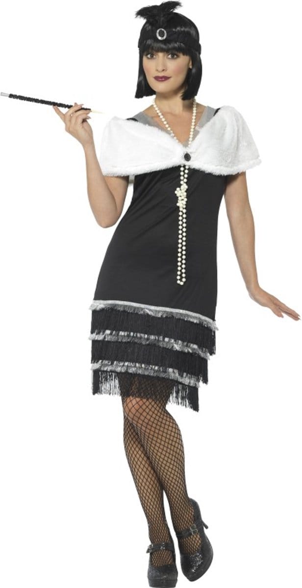 Jaren 20 Flapper Jurk Zwart - Maat L