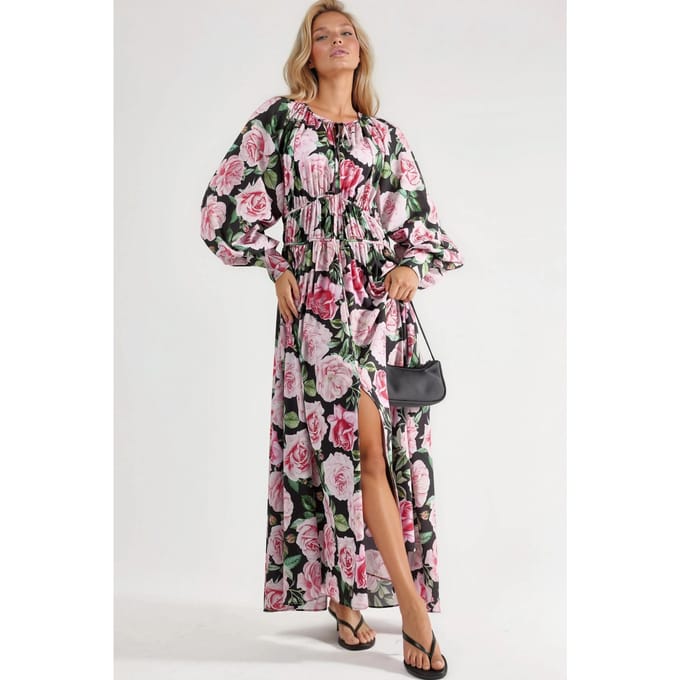Bloemen Maxi Jurk met Striksluiting