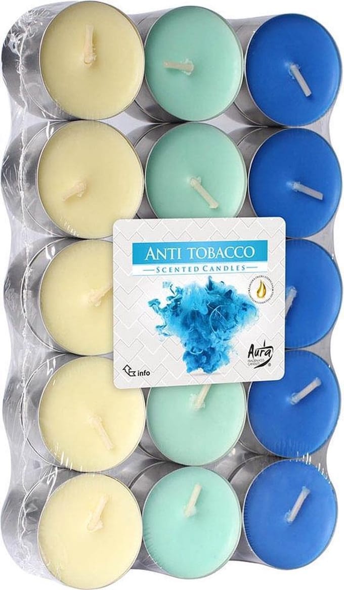 Bispol Geparfumeerde Waxinelichtjes - Anti-Tobacco - Set-30
