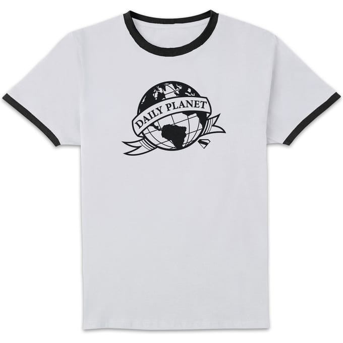 DC Comics Superman Daily Planet Unisex Ringer T-Shirt - White/Black - M