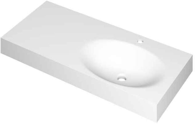 INK Smooth Wastafel Polystone Rechts met 1 Kraangat - 1000x450x90 mm - Mat Wit