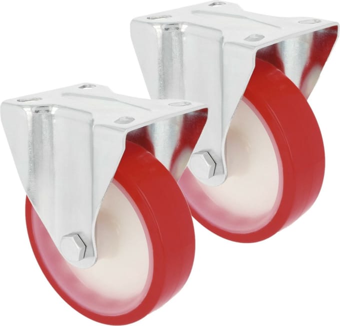 AMIG bokwiel/transportwiel - 2x - D100mm - polyurethaan - 120kg draagvermogen - heavy duty