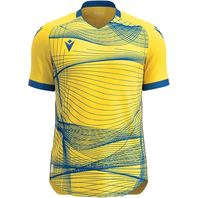 Macron Wyvern Eco Shirt Korte Mouw Heren - Geel / Royal | Maat: M