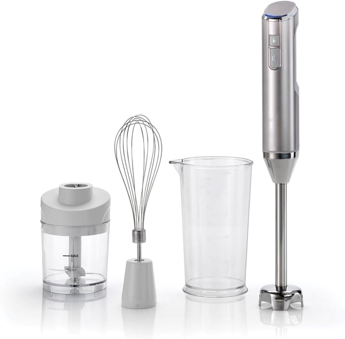 Staafmixer Set - Hakmolen - Groentesnijder - Soepmaker - Draadloos - Zilver