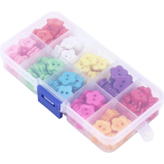 200 stuks Naaiknopen 14mm DIY Handgemaakt Bloemvormig Kledingaccessoires met Opbergdoos