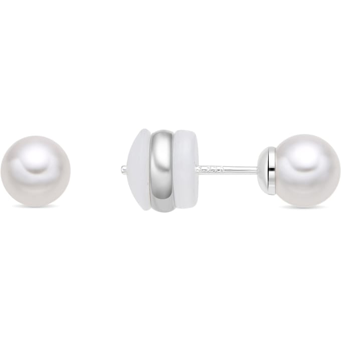 Boucles d'oreilles - LUXENTER - Foris - Quartz onyx hydrothermal - Finition argentée - Diamètre 6 mm white
