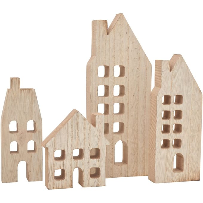 VBS Huis silhouetten met venster, set van 4
