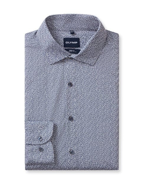 OLYMP Level Five 24/Seven Overhemd, Body Fit, Modern Kent, Marineblauw