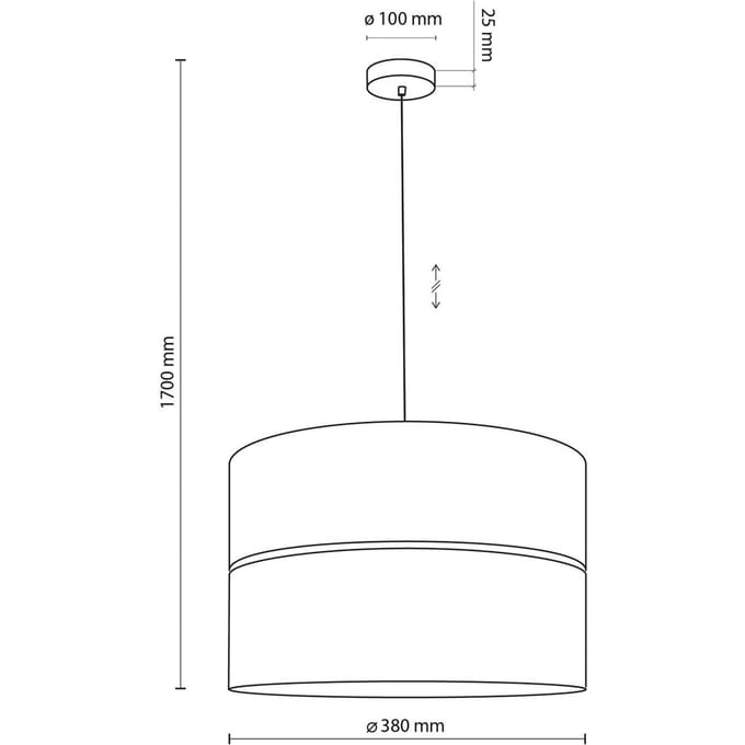 TK Lighting Nicol hanglamp, zwart/hout-effect, Ø 38 cm, 1-lamp, 1 x E27