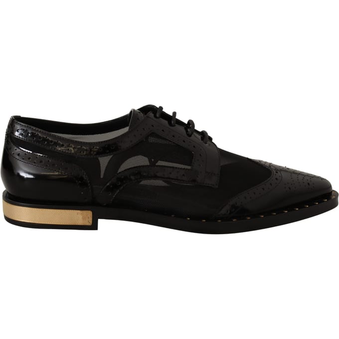 Dolce & Gabbana Dames Zwarte Leren Broques Transparante Wingtip Schoenen