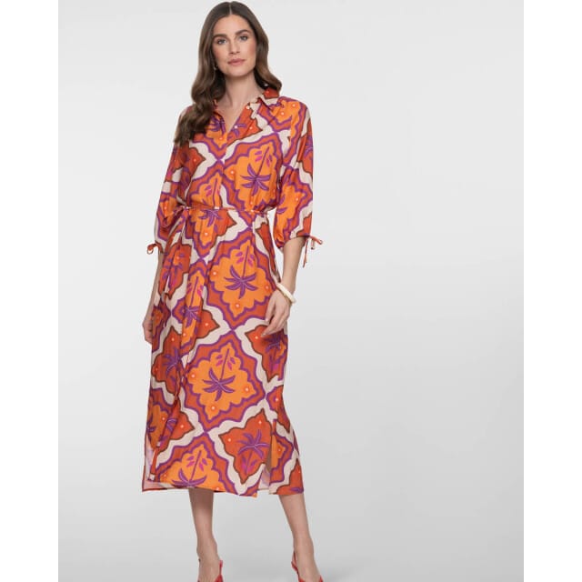 Geisha Dress Ecru/mango/purple Größe: S | Maxikleider Outlet | Damen | Braun