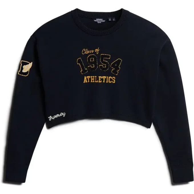 Superdry - Korte Varsity trui met ronde hals - Dames - Sweaters