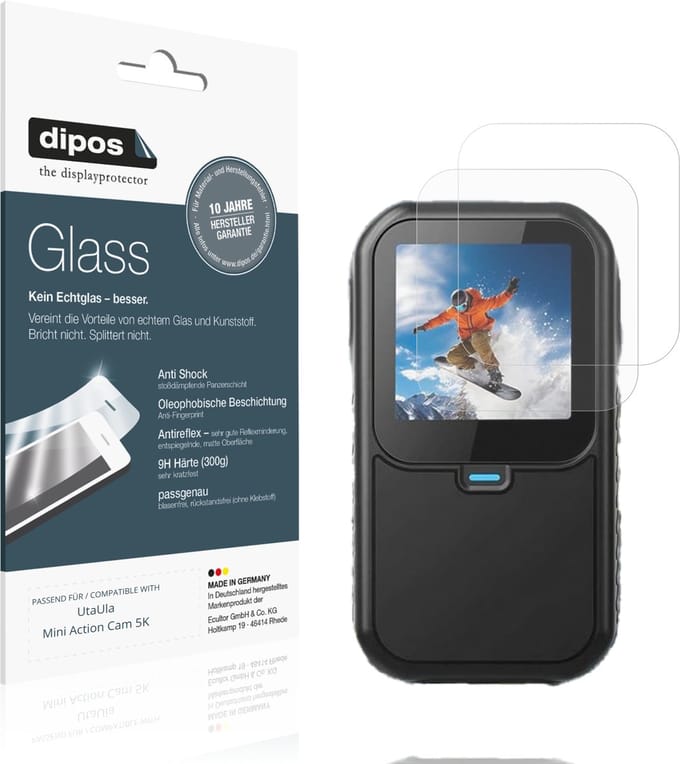 dipos – 2x Matte Pantserfolie geschikt voor UtaUla Mini Action Cam 5K | 9H Screenprotector