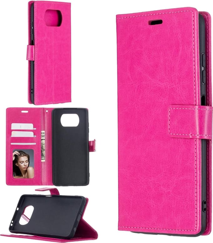 Bookcase Geschikt voor: Xiaomi Poco X3 / X3 Pro - Roze - portemonene hoesje