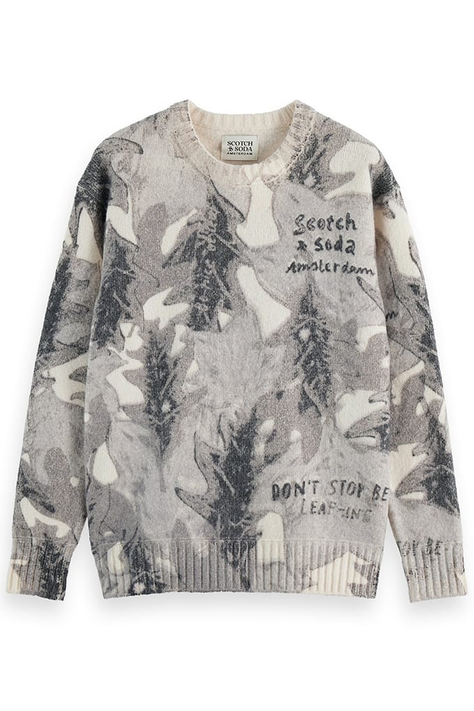 Scotch & Soda Printed Dropped Shoulder Pullover Leaf Camo Eggnog Aop Größe: L | Pullover Outlet | Herren