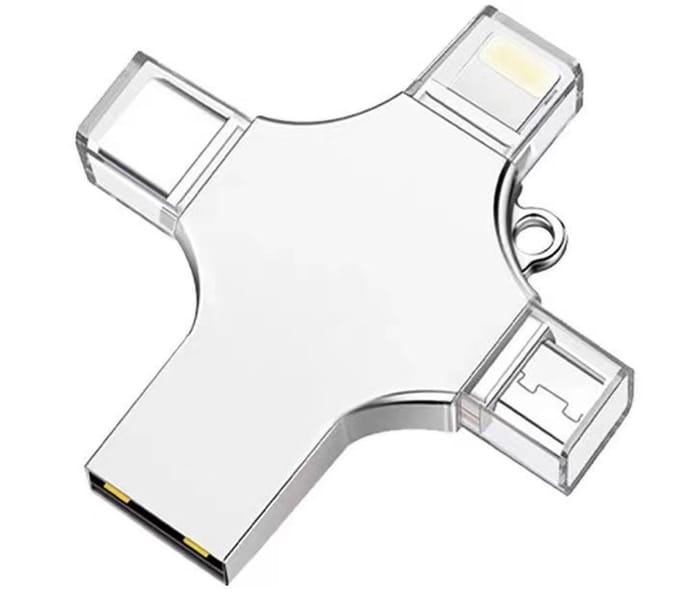 Oneay 4-in-1 USB 3.0 flashdrive 32GB – Multiconnector voor iPhone, Android, Windows en Mac – Draagbare geheugenstick met meerdere aansluitingen