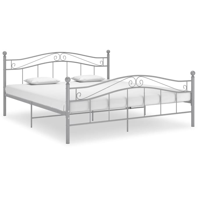 vidaXL - Bedframe - metaal - grijs - 160x200 - cm