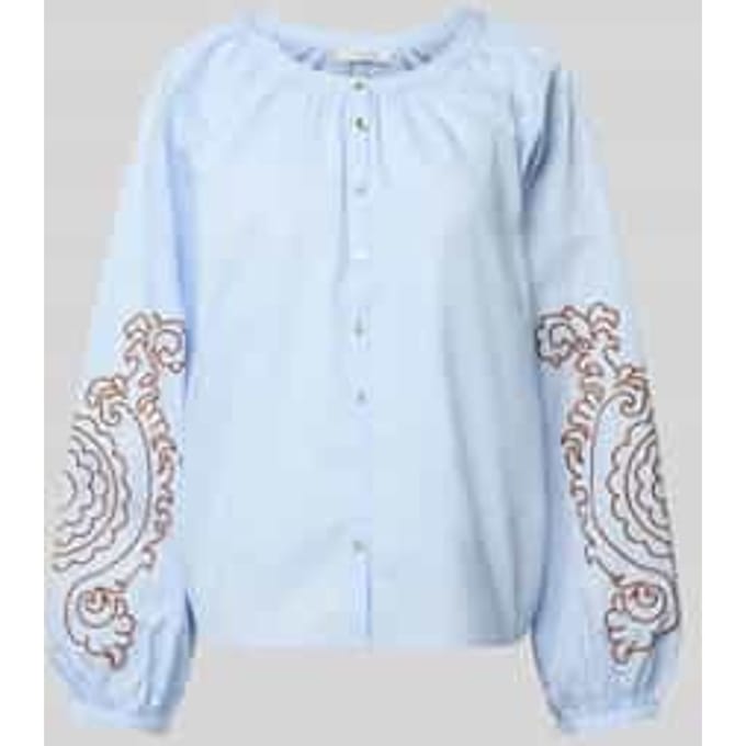 Blouse met ronde hals en motiefstitching