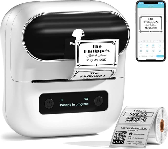 Phomemo M220 Labelprinter - Bluetooth - Thermisch transfer - Met app - Labels Inbegrepen - Wit