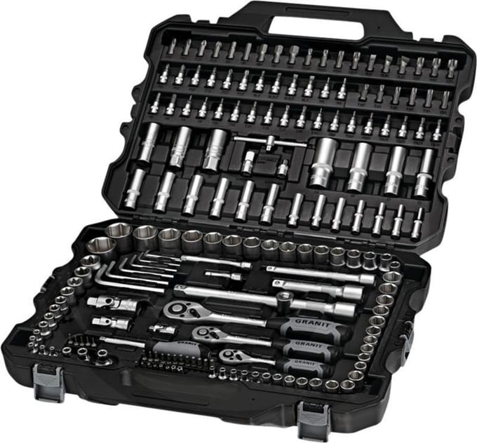 GRANIT BLACK EDITION Dopsleutelset 1/4”, 3/8”, 1/2”, 181-delig