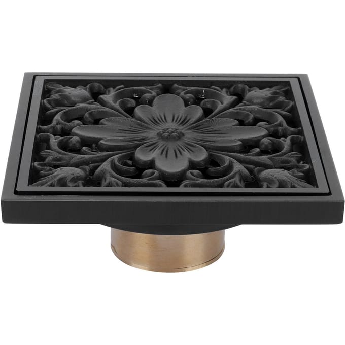 10x10cm Zwarte Vloerafvoer Koper Geurbestendig Verborgen Vloerzeef voor Hotel Badkamer Huis black