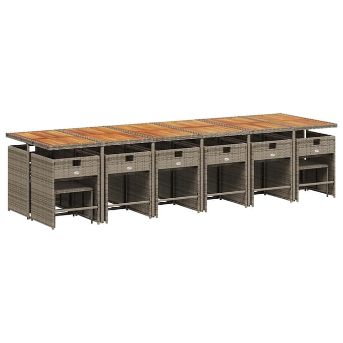 vidaXL - 17-delige - Tuinset - met - kussens - poly - rattan - grijs