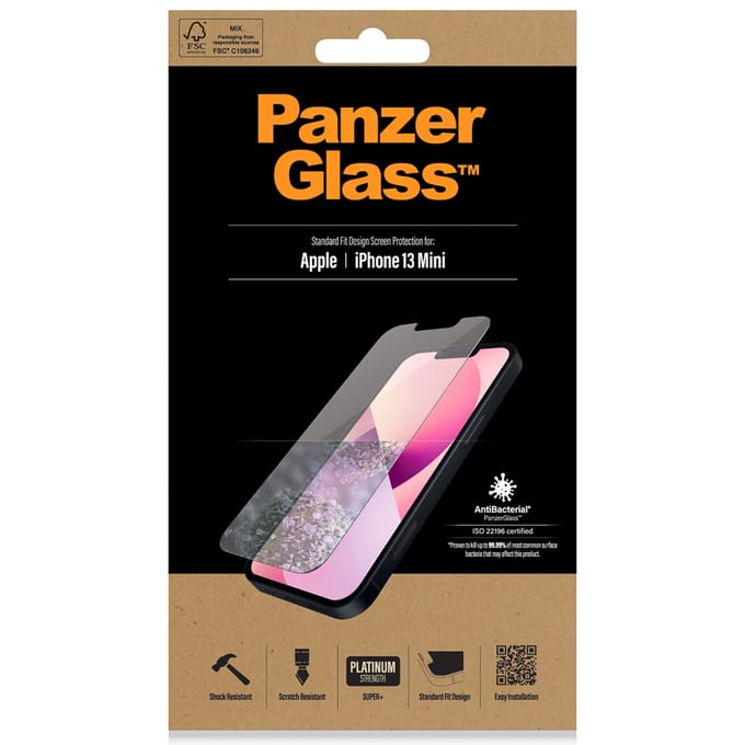 PanzerGlass Screenprotector geschikt voor Apple iPhone 13 Mini Glazen | PanzerGlass Standard Fit Screenprotector - Case Friendly