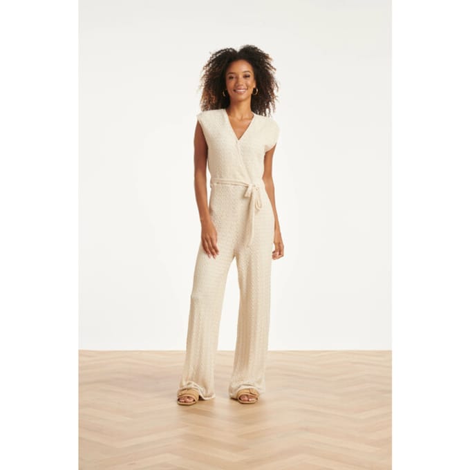 Smashed Lemon Jumpsuit met structuur en tailleceintuur |