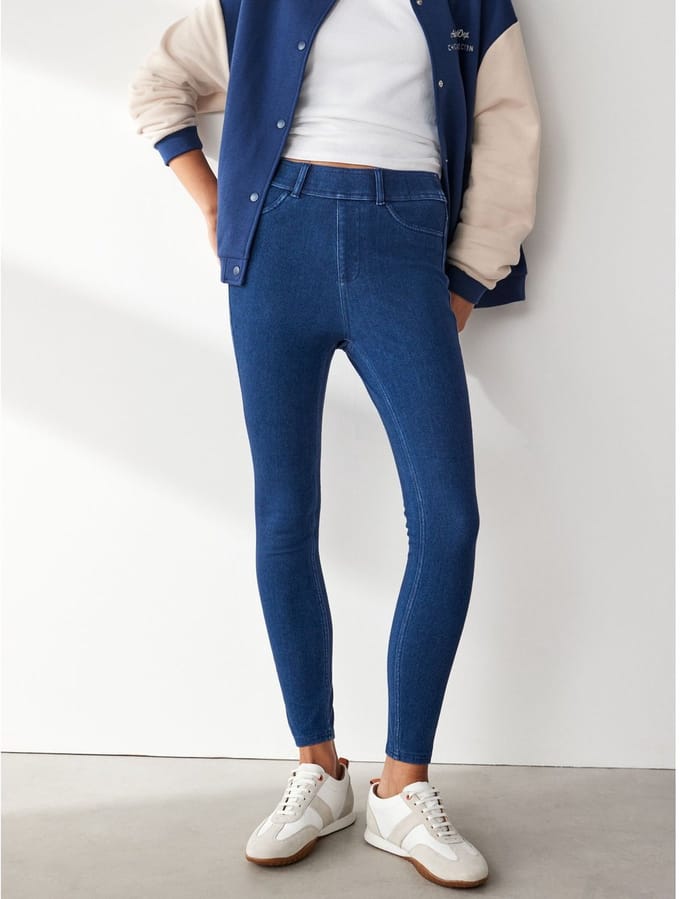 Next - Dames - Jersey denim petite legging - Petite - Blauw