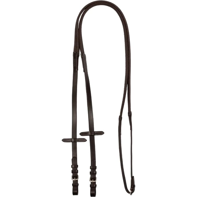 Leren en rubber teugels voor paard met messing bevestiging Equestro