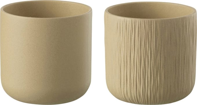 J-Line bloempot Gen - keramiek - beige - XXL - 2 stuks - Ø 26.5 cm