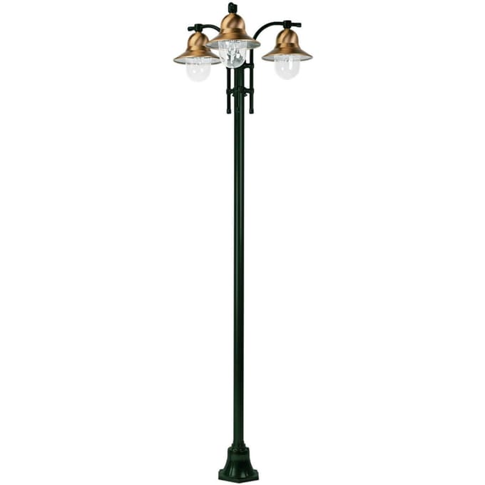 K.S. Verlichting 3-lamps lantaarnpaal Toscane, groen