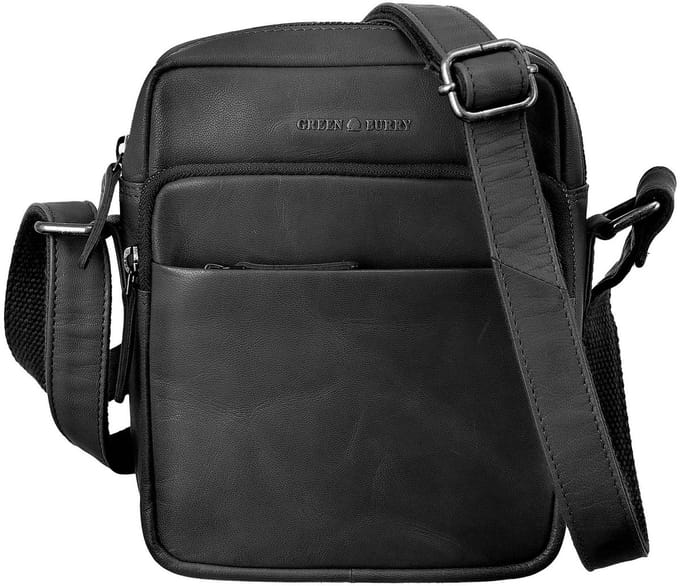 GREENBURRY Leren schoudertas Fiorentina Crossover Bag Black zwart