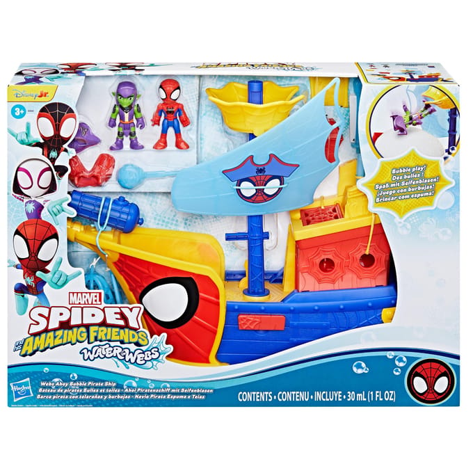 Hasbro Spider-Man piratenschip speelset met actiefiguren en bellen.