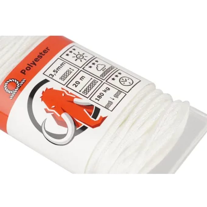 Mamutech Multifunctioneel Touw Paraloc - Polyester - Uv-bestendig - 3,5mm X 20m - Wit