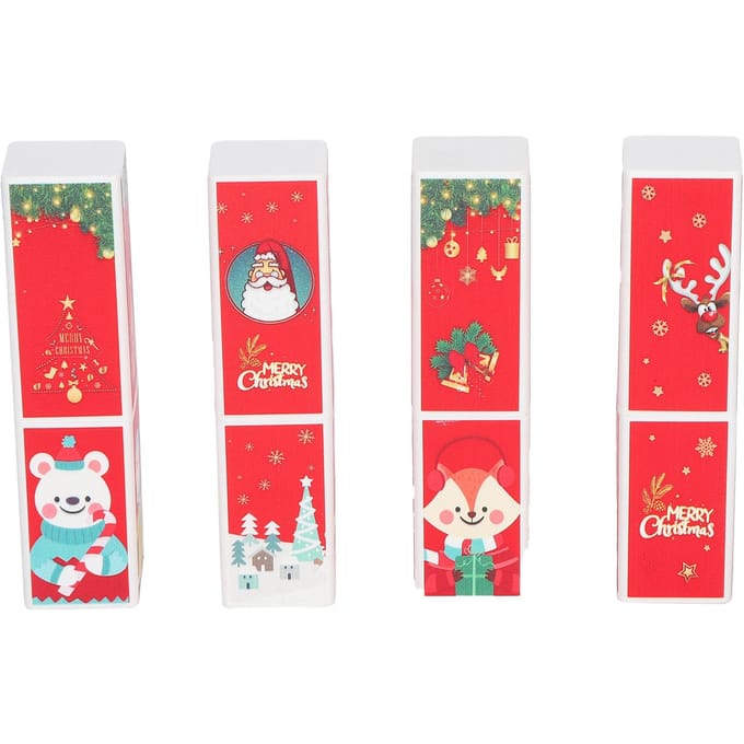 4 pièces Forme Carrée Style Noël Tube de Rouge à Lèvres DIY Vide Tube Conteneur de Baume à Lèvres (01+02+03+04) white