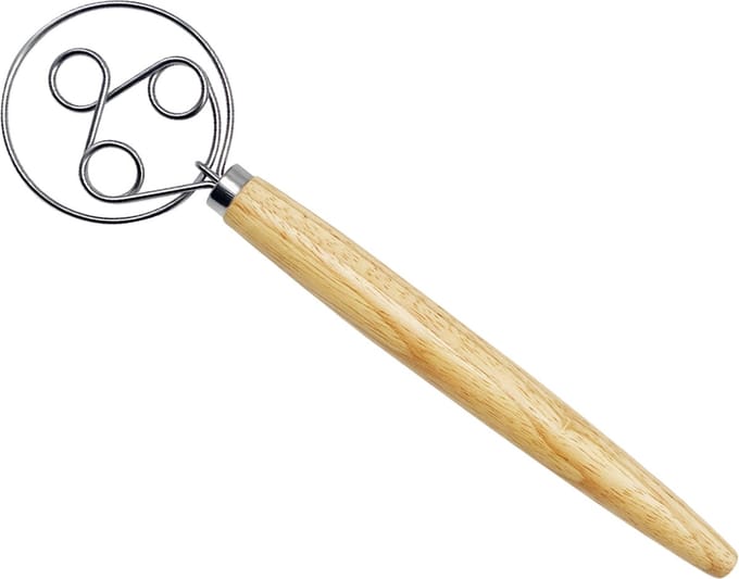 Purepeak Deense Deegklopper - Deegmenger 3 Rings - Eierklopper - Garde - Keukengerei - Hout - Kookspullen - RVS
