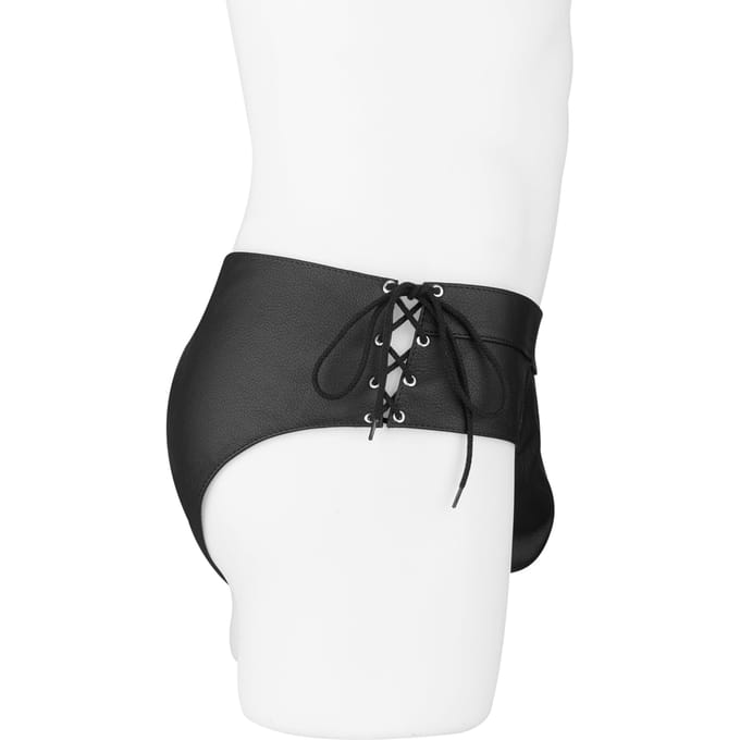 Rimba - Zwarte Lederen Gladiator Slip M/L
