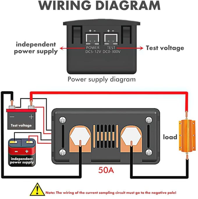 Digitale DC Voltmeter en Ampèremeter 0-300A/300V - Accutester en Energiewattmeter