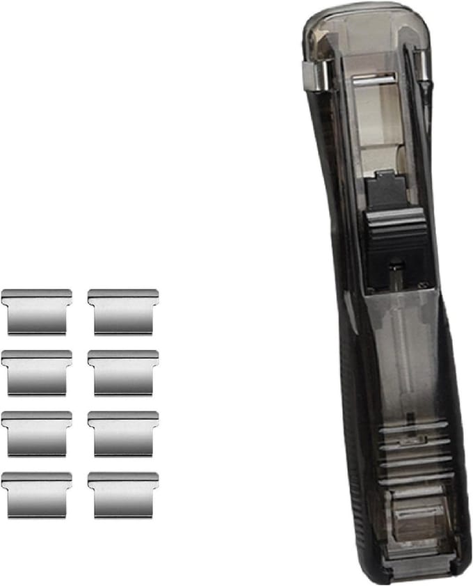 Duurzame Paper Stapler met 8 Herbruikbare Clips, Ideaal voor Kantoor, Thuis en School Documenten