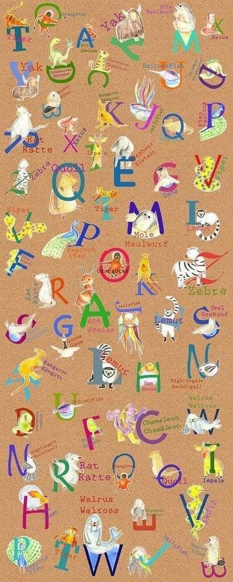 Fotobehang - Animals A-Z 100x250cm - Vliesbehang
