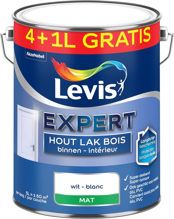 Levis - Expert Hout Lak Binnen Mat - Wit - 5 L