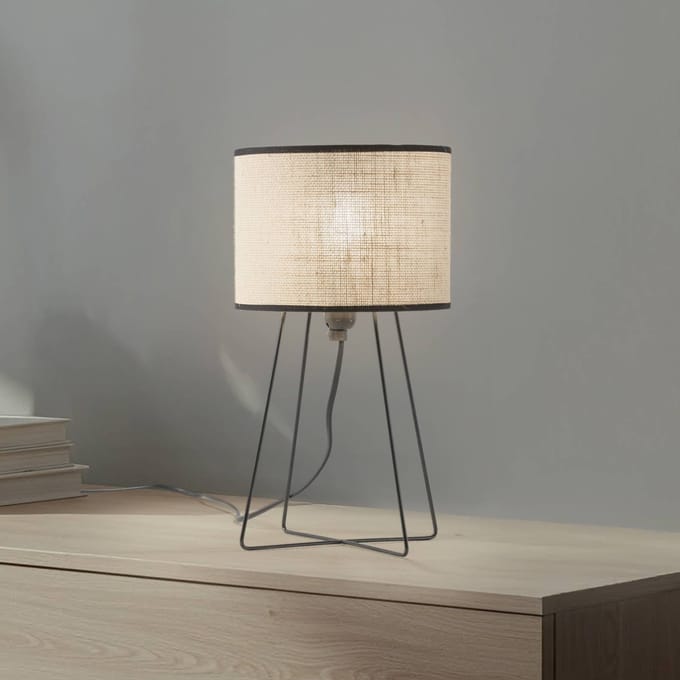 Duolla Trixi tafellamp met draadframe bruin/zwart, stof