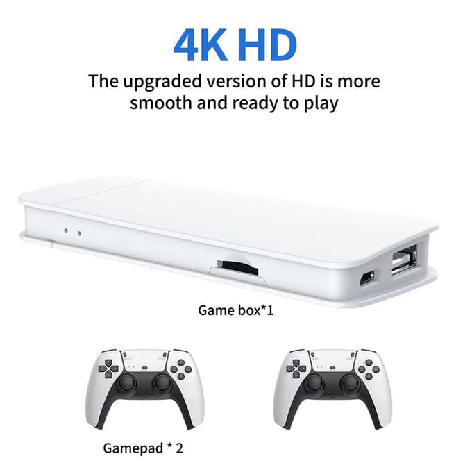 Draadloze gameconsole, retro gamestick, 4K HD plug-and-play tv-videogamestick, 10 emulators, 64G blue