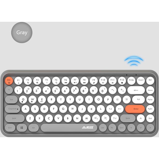 Ajazz 308i clavier Bluetooth capuchon de clé rond 10m connexion Bluetooth 84 touches pour Windows 2000, gris